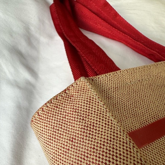 Authentic Prada Red & Beige Canvas Handbag - Picture 17 of 17